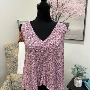 She + Sky Pink Asymmetrical Sleeveless Tank Top